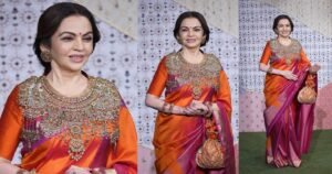 কমলা-ম্যাজেন্টা সিল্ক শাড়ি আর কোটি টাকার হার! গণপতি পুজোয় আম্বানি পরিবারের নজর কাড়লেন নীতা