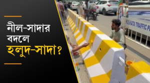 পাকা বিদায় নীল-সাদার! কলকাতার ই এম বাইপাসে এবার কোন রঙে সেজে উঠছে ট্রাফিক ব্যারিকেড?